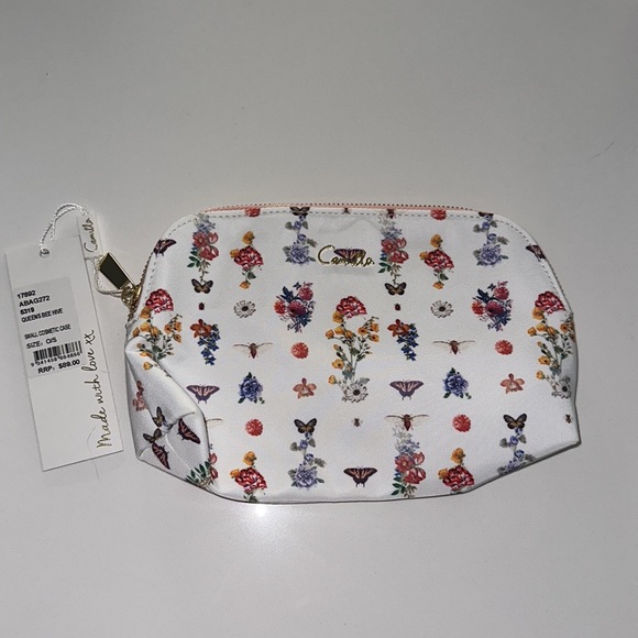 CAMILLA *Queens Bee Hive* white butterfly travel toiletry makeup bag case - Picture 3 of 4